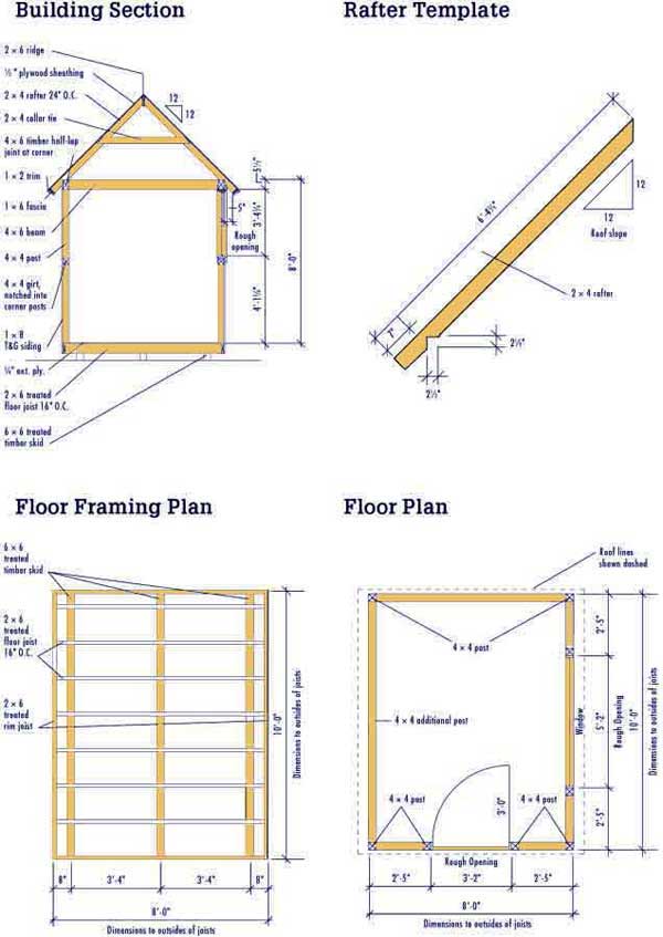 Wood Shed Plans – Free Detailed Blueprints for a 8×10 Shed
