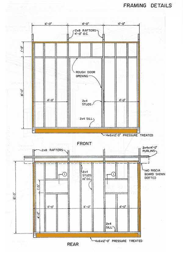 10x12 Lean To Storage Shed Plans Elevation
