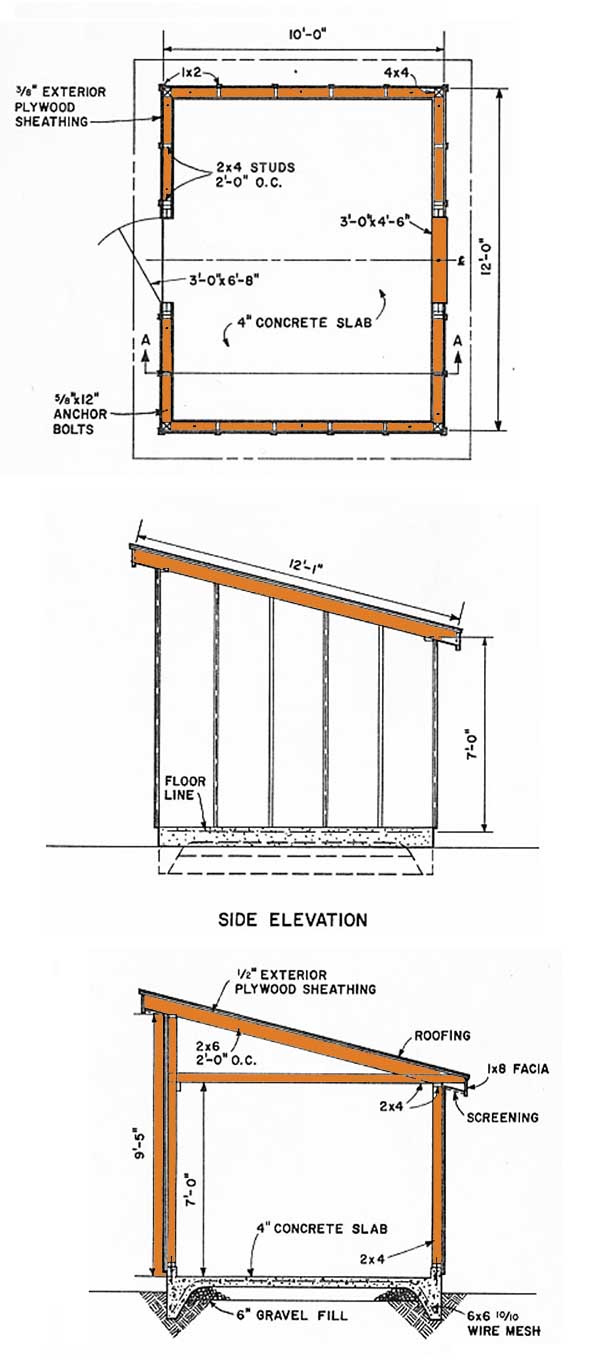 10×12 Lean To Storage Shed Plans