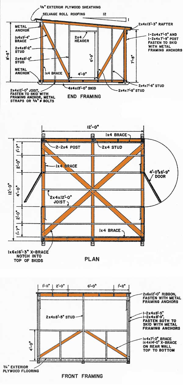 12x12 Lean To Storage Shed Plans Details