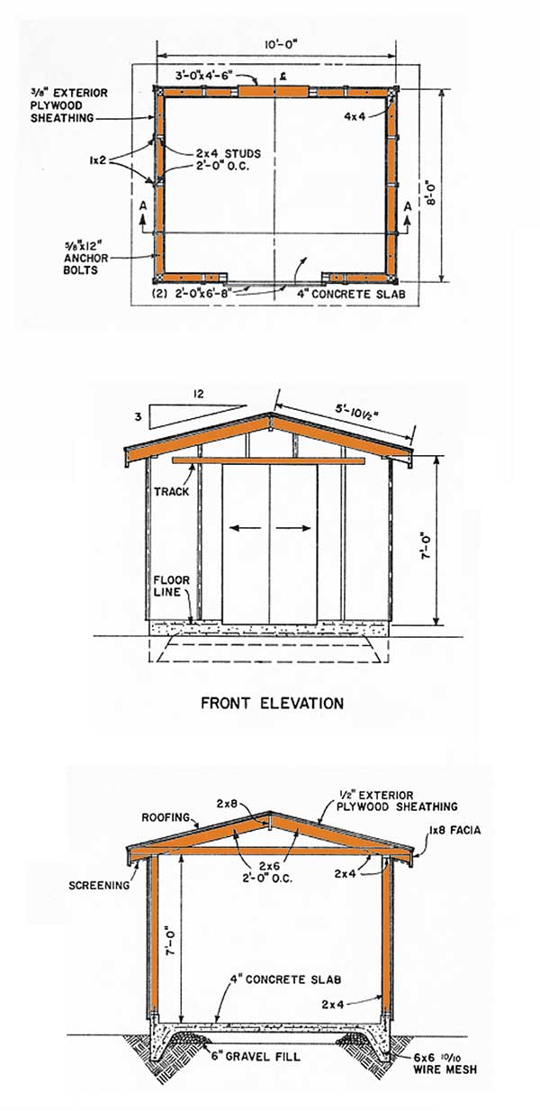 8x10 Gable Storage Shed Plans
